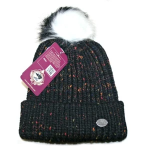 Womens Knitted Hat, Knitted Hat With Pompom, Winter Accessories, Color: Black - Picture 1 of 2