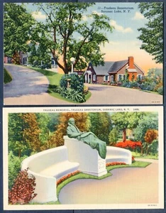 SARANAC LAKE, NY ~ 2 PCS, TRUDEAU TUBERCULOSIS SANITORIUM. Pub CURT TEICH, 1930s - Picture 1 of 2