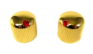2 piezas. ¡Perillas domadas doradas con indicadores de rubí para guitarras y más! - Imagen 1 de 3