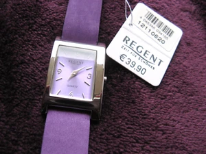 Regent Damen Armbanduhr, lila, "samtiges" Lederarmband ***NEU*** - Bild 1 von 3