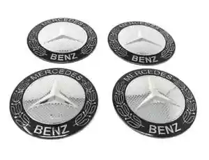 4 LOGO EMBLÈME MERCEDES NOIR 56 mm STICKER caches moyeu jante, centre de roue - Imagen 1 de 1