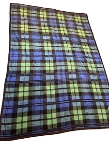 Ibena BLUE*GREEN*BLACK PLAID BLANKET~Soft Throw*Camp*Stadium~Germany - Picture 1 of 10