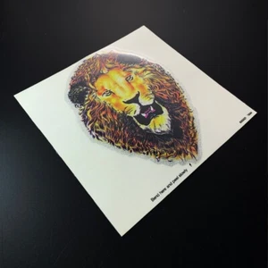 HUGE VINTAGE LION animal jungle Enamel GLITTER SILVER sticker decal - Picture 1 of 6