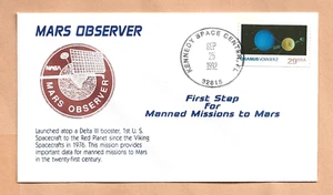 MARS OBSERVADOR LANZADO POR DELTA 3 BOOSTER 25 DE SEPTIEMBRE DE 1992 KSC CUBIERTA ESPACIAL NASA + - Imagen 1 de 1