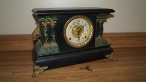 Beautiful Antique Wind Up INGRAHAM USA Pendulum Chime Wood Mantel Clock - NICE - Picture 1 of 16