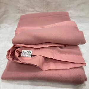 NEW Vtg Faribo Queen Blanket  Mauve Pink Satin Trim 75 x 86” VINTAGE full Double