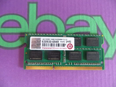 Transcend  Apple 4GB PC3 12800 1600 DDR3 Sodimm Laptop RAM Memory 4096MB - Image 1 of 2