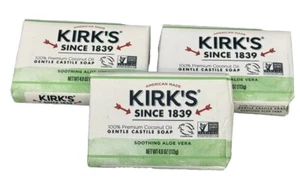 Kirks Natural Coconut Oil Castile Soaps Aloe Vera Lot of 3 Bars Expires 06/25 - Picture 1 of 6