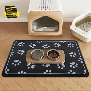Pet Feeding Mat Dog and Cat Food Bowl Mat Absorbent Non-Slip Diatomite Dog Water - Picture 1 of 8