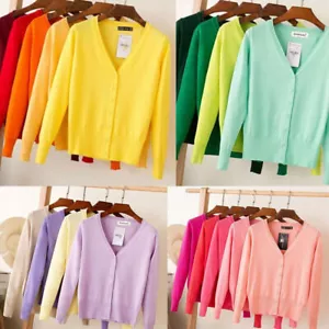 Womens Cardigan Long Sleeve Ladies Knitted Top Outwear Cardigans Plus Size 8-24 - Picture 1 of 25