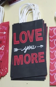 6pk LOVE YOU MORE Small Kraft Paper Gift Handle Bags 8.5x5x3" - Picture 1 of 1