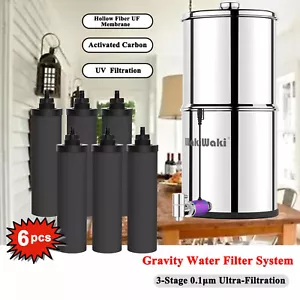 Gravity-Fed Stainless Steel Countertop Water Filter System with6Filters,UV,2.25G - Picture 1 of 16