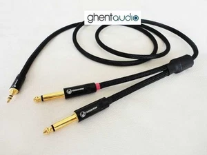 D10(1.5m 5ft)---3.5mm Jack 1/8" TRS(male) to Dual(2) 6.35mm Jack 1/4" TS Y Cable - Picture 1 of 3