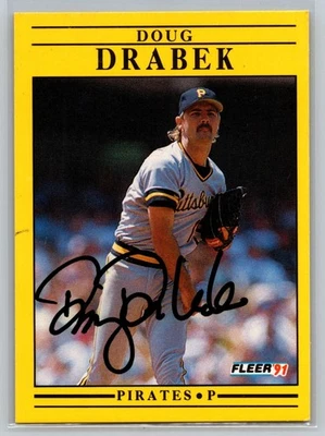 Doug Drabek 1991 Fleer #36 Signed in Person game in Atlanta Pittsburgh Pirates - Image 1 of 2
