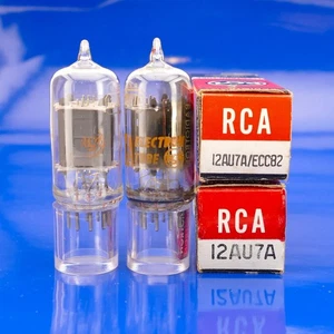 Dos tubos RCA 12AU7A NUEVOS EN CAJA tapas transparentes GM%: 90/90 92/90 AMPLITREX - Imagen 1 de 3