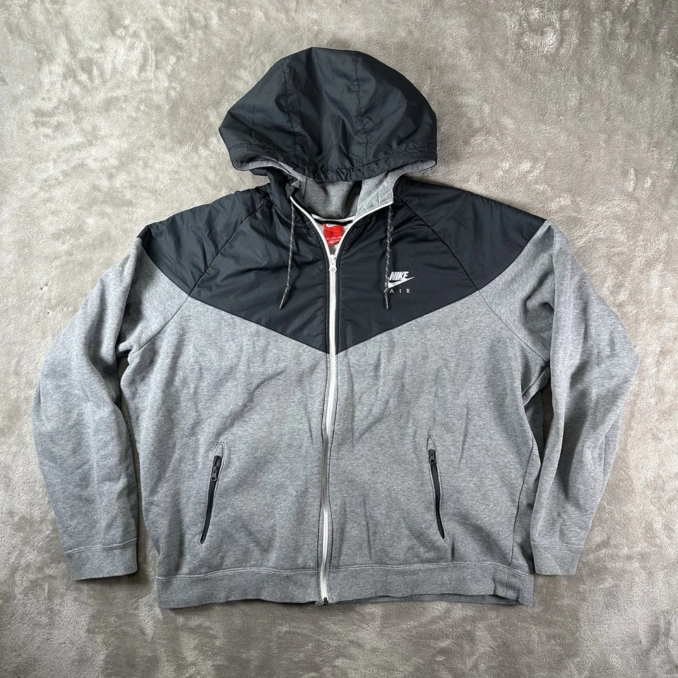 Chaqueta Nike Air para Hombres Cremallera Completa Polar Correvientos Gris/Negro Sudadera con Capucha Talla 2xl Foto 1 de 4