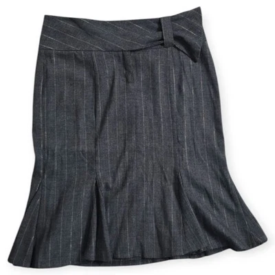 Falda BISOU BISOU hasta la rodilla para mujer talla 6 gris dorado alfiler dobladillo plisado a rayas Foto 1 de 3