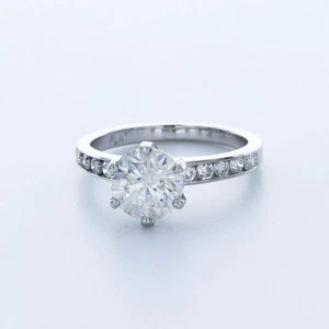 Anillo de compromiso platino clásico 2,71 quilates redondo diamante cultivado en laboratorio E SI1 - Imagen 1 de 5