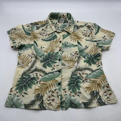 VTG Aloha Hawaii Republic рубашка на пуговицах женская l цветочная 100% хлопок.#37290 - Изображение 1 из 4