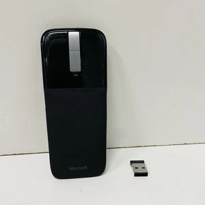 Genuine Black Microsoft Wireless Surface Arc Touch Mouse 1428 W/ USB Dongle 1496 - Photo 1/6