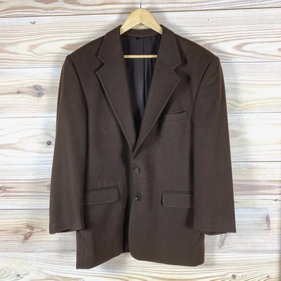 Fioravanti 男式 100% 羊绒西装外套巧克力棕色运动外套 42R 复古美国 — 第 1/4 张图片