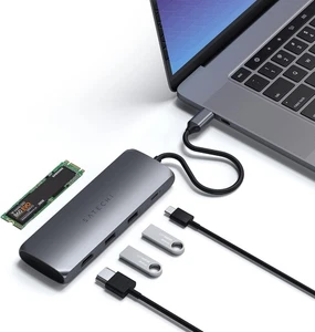 USATO Satechi hub USB-C a type C 100W+2x USB-A+HDMI+alloggiamento SSD M.2 SATA - Foto 1 di 6