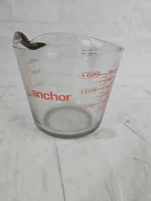 Anchor Hocking 4 CUP Glass Measuring Cup Red Letters 1 Quart - Image 1 of 4