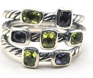 Pre- Owned DAVID YURMAN THREE ROW CONFETTI PERIDOT & Iolite - Picture 1 of 10