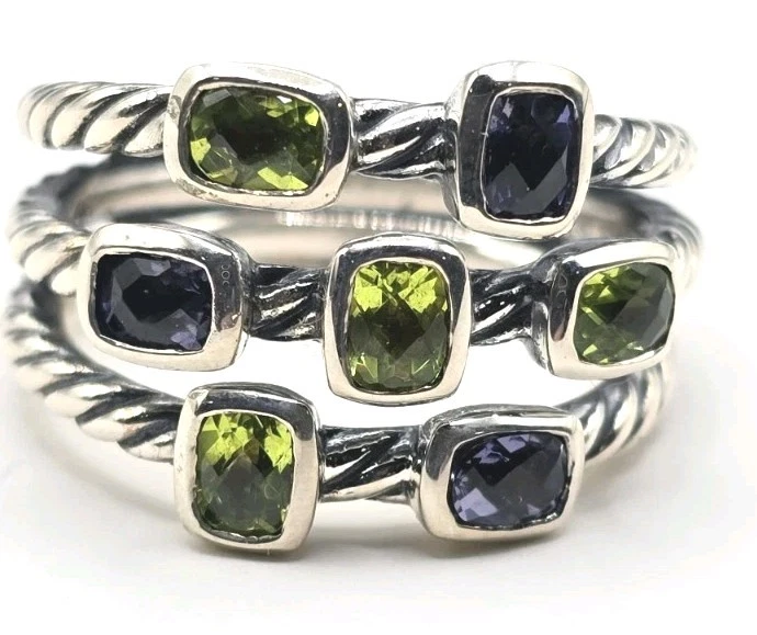 Confeti peridoto e iolita DAVID YURMAN TRES FILAS usados Foto 1 de 4