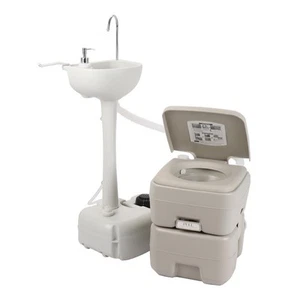 Camping Hiking Hygiene Wash Set 20L Flush Toilet Hand Wash Sink Basin RV Faucet - Picture 1 of 7
