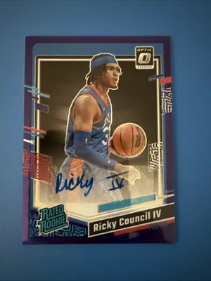Ricky Council IV 2023-24 Donruss Optic 285 Purple Prizm Rated Rookie Auto - Image 1 of 3
