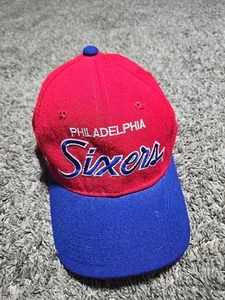 VTG 90s Philadelphia Sixers Sports Specialties Fitted Hat 7 1/8 Red Wool Pro Cap - Picture 1 of 11
