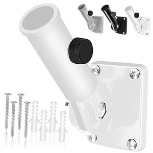 Flag Pole Holder, Outside House Flag Pole Bracket, Heavy Duty Metal Flag White - Picture 1 of 7