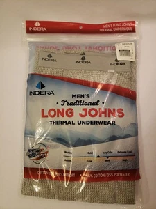 Indera Traditional Long Johns - Thermal Pants - Heather Grey - Men Size M - Picture 1 of 4