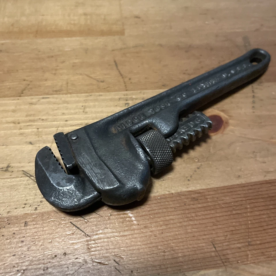 Ridge Tool Co 6” Pipe Wrench Bent Handle Elyria OH USA Vintage Rigid - Image 1 of 4