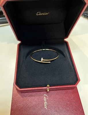 Маленький браслет Cartier Juste Un Clou с бриллиантами для ногтей 2,5 мм розовое золото 18 карат размер 16 - Изображение 1 из 4