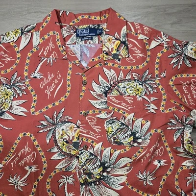 Camisa Polo Ralph Lauren Para Hombres XL Hawaiana Aloha Piña Floral Hawaiana Tropical Foto 1 de 4