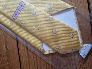 Bvlgari Men's Seven Fold Silk Tie- Brand New In Packaging. YellowPatterned - Picture 1 of 7