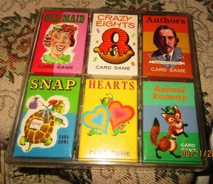 Vintage Whitman Mini Card Games Old Maid Authors Hearts Crazy Eights Rummy Snap - Picture 1 of 2