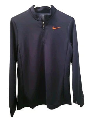 Camiseta de corrida feminina Nike Dri-Fit 1/4 zíper UV Victory DJ8521-436 azul escuro S MSRP $75 - Imagem 1 de 4