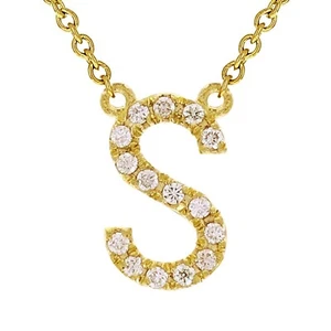 14k Yellow White or Rose Gold Diamond Initial Letter S Pendant Necklace 18" - Picture 1 of 18