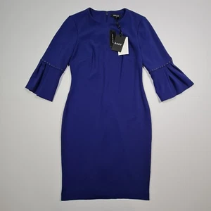 DKNY Womens Pencil Dress Blue 8 UK 3/4 Sleeves Crepe Knee Length 4US - Picture 1 of 8