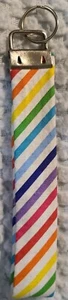 handmade keychain, key fob, wristlets multi colored stripes - Picture 1 of 1