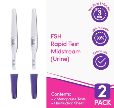 MEDIMAD Menopause Test Kit (2 Pack) Female Fertility Testing FSH Rapid Tests 99% Accura