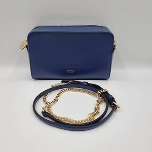Oroton Inez Azure Blue Genuine Leather Chain Crossbody Shoulder Bag Purse - Picture 1 of 13