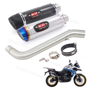 Carbon fiber For Voge DS525X 2023-2024 Exhaust Muffler Mid Pipe Steel 51MM Tips - Picture 1 of 12