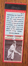 1935 BASEBALL MATCHBOOK COVER: GEORGE CASTER PHILADELPHIA A'S DIAMOND MATCH -D2