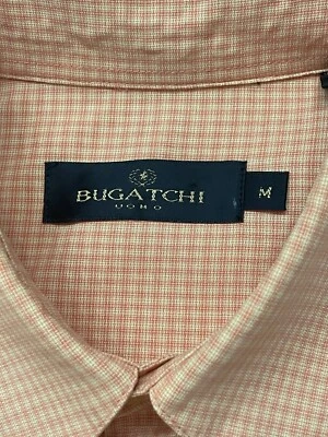 Bugatchi Uomo NWOT Mens Short Sleeve Button Down Shirt Sz M Orange Check - Image 1 of 4