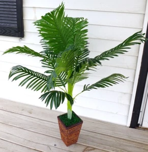 35" Height Artificial Plant Leaves Palm Tree Paradise Bushes With Basket (#141) - Picture 1 of 5