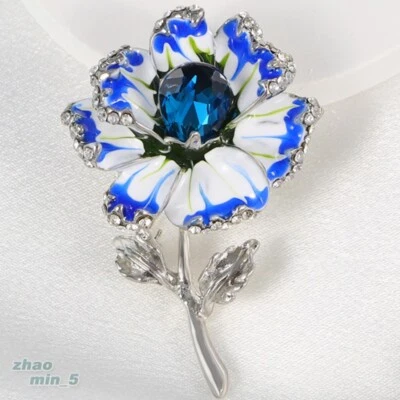 Broche broche flor esmalte cristal broches estrás boda joyería fiesta regalos Foto 1 de 4